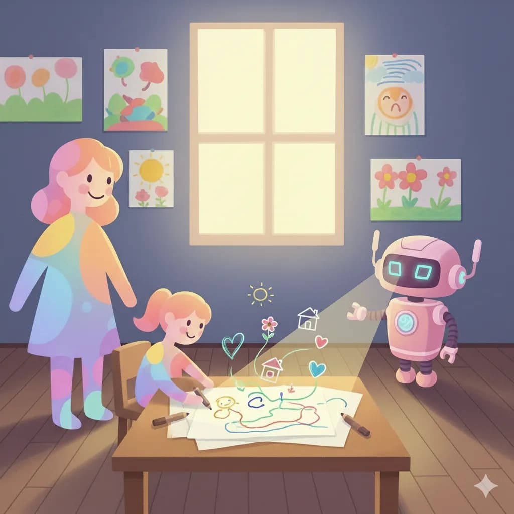 Parent et enfant dessinant